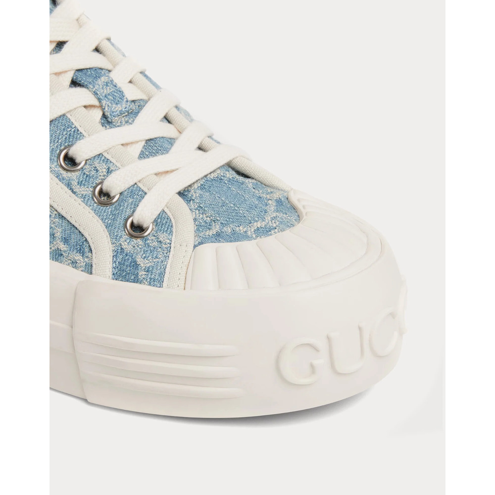 Gucci Chunky Monogram GG Logo Blue Denim Flat Low Top Platform Sneakers 36.5 - Picture 11 of 16